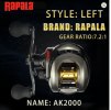Rapala AK2000 Baitcasting Reel - 12BB 8KG Max Drag 7.2:1 Gear Ratio, Saltwater Fishing Reel with Anti-Corrosion for Bass/Pike