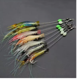 7Pcs 8cm/5.6g Glow-in-the-Dark Shrimp