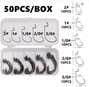 50Pcs Box Fishing Hooks Set