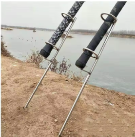 30cm Double Rings Single Fork Fishing Rod Holder Bank Fishing Ground Rod Bracket Fishing Tools for Outdoor