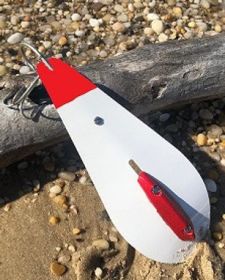 Reliabel Spoon 10"  Bright White Red TipBunker Spoon Lure