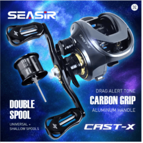 SEASIR Cast-X Baitcasting Reel 7.3:1 HS Gear Ratio Aluminum Double Spool Carbon Grip Metal BFS Micro Fresh Seawater Fishing Coil