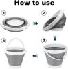 Collapsible Bucket with Handle, 10L (2.6 Gallon) Foldable Portable Plastic Mop Cleaning Bucket Household Water Supplies for Indoor Outdoor Camping Fis