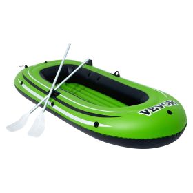 VEVOR Inflatable Boat, 2-Person Inflatable Fishing Boat, Strong PVC Portable Boat Raft Kayak, Includes 45.6 in Aluminum Oars, High-Output Pump and Fis