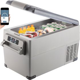VEVOR Portable Refrigerator 37 Quart(35 Liter),12 Volt Refrigerator App Control(-4°F~68°F), Car Refrigerator Dual Zone with 12/24v DC & 110-240v AC fo
