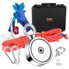VEVOR Magnet Fishing Kit, 1200lbs 2.95inch Diameter Double Sided Fishing Magnets, Strong Neodymium Magnet with Heavy Duty 65FT Rope, Grappling Hook, W