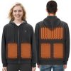 VEVOR Heated Hoodie Sweatshirt Zip Up Unisex with Battery for Men&Women XXL Black