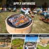 VEVOR X-Marks Fire Pit Grill Grate, Round Cooking Grate, Heavy Duty Steel Campfire BBQ Grill Grid with Handle and Support X Wire, Portable Camping Coo
