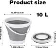 Collapsible Bucket with Handle, 10L (2.6 Gallon) Foldable Portable Plastic Mop Cleaning Bucket Household Water Supplies for Indoor Outdoor Camping Fis
