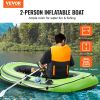 VEVOR Inflatable Boat, 2-Person Inflatable Fishing Boat, Strong PVC Portable Boat Raft Kayak, Includes 45.6 in Aluminum Oars, High-Output Pump and Fis
