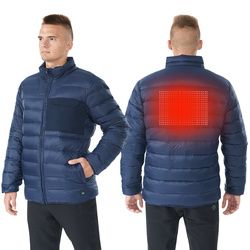 Electric USB Men's Down Heated Jacket Thermal Stand Collar Coat