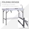 Outsunny Folding Fish Cleaning Table with Sink, Portable Camping Table with Faucet Drainage Hose, Grid Rack and Fish Cleaning Kit for Picnic, Fishing,
