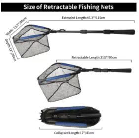 Fishing Landing Net Aluminum Alloy Durable Telescoping Extend to 190cm/130cm/55cm Folding Mesh Safe Fish Catching Releasing (size/color: 115cm Fishing Net)