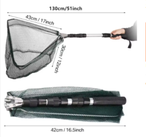 Fishing Landing Net Aluminum Alloy Durable Telescoping Extend to 190cm/130cm/55cm Folding Mesh Safe Fish Catching Releasing (size/color: 130CM Fishing Net)