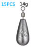 Drop Shot 15PCS/Lot Fishing Weight Sinker 3.5g 5g 7g 10g 14g 20g Tube Bullet Plumb Pendant Metal Jig Sea Tackle Kit Pesca Tool