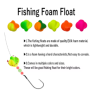 20pcs Fishing Foam Float Fishing Bobber Buoys Walleye Spin Floats