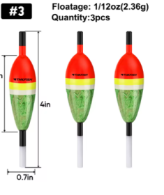 3pcs Slip Bobbers for Fishing Floats Wooden (Color: 3pcs size 3)
