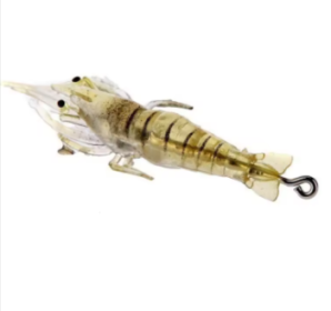 4/10PCS Fake Shrimp Road Bait with Hooks (size/color: yellow4pcs)