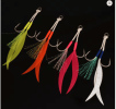 4pcs/lot Ribbon Silicone Skirt Double Assist Hook Metal Jig Mate High Carbon Steel Hook With Assist Marine Fishing