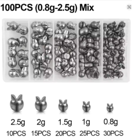 50/100Pcs Removable Split Shot Fishing Weights (Color: 0.8g 50PCS)