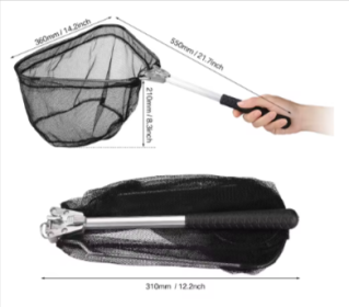 Fishing Landing Net Aluminum Alloy Durable Telescoping Extend to 190cm/130cm/55cm Folding Mesh Safe Fish Catching Releasing (size/color: 55cm Fishing Net)