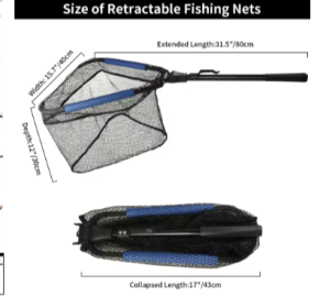 Fishing Landing Net Aluminum Alloy Durable Telescoping Extend to 190cm/130cm/55cm Folding Mesh Safe Fish Catching Releasing (size/color: 80cm Fishing Net)