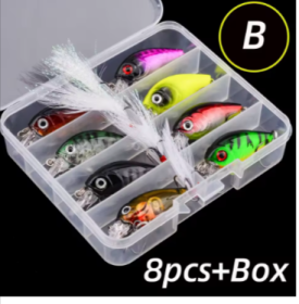8pcs Crank Bait Minnow Fishing Lure Set Floating Artificial Bait Topwater Fishing Bait (Color: Color-B)