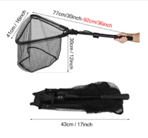 Fishing Landing Net Aluminum Alloy Durable Telescoping Extend to 190cm/130cm/55cm Folding Mesh Safe Fish Catching Releasing (size/color: 92cm Fishing Net)