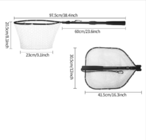 Fishing Landing Net Aluminum Alloy Durable Telescoping Extend to 190cm/130cm/55cm Folding Mesh Safe Fish Catching Releasing (size/color: 97cm Fishing Net)
