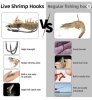 9KM Live Shrimp Hooks 10~15Pcs Double Hook Live Shrimp Holder Hook Corrosion Resistant for Saltwater Freshwater