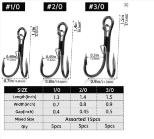 9KM Live Shrimp Hooks 10~15Pcs Double Hook Live Shrimp Holder Hook Corrosion Resistant for Saltwater Freshwater (size: Size3-0)