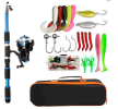 Fishing Pole Set Full Kits With Telescopic Fishing Rod And Spinning Reel Baits Hooks Travel Pole Set