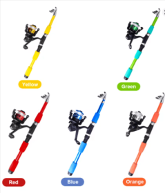 FTK 1.8/2.1m Telescopic Fishing Rod Reel Combo Full Kit Carbon Fiber Rod Pole Spinning Reel Fishing Bag Case Pesca Gear Set (Color: orange one set, size: 2.1M)