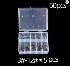 Fishing Hooks Set High Carbon Steel (Color: 50 pcs)
