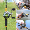 Sougayilang Lure Fishing Rod and Baitcasting Reel 4 Sections Carbon Spinning Lure Rod