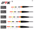 FTK 5pcs/lot Floatage 3+2g 4+2g 5+2g 6+2g Mixed Color Barguzinsky Fir Float Vertical Pesca For Carp Fishing Float Fishing Tackle