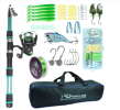 1.8m 2.1M Fishing Rod and Reel Line Lure Set Carbon Fiber Telescopic Fishing Rod 5.2:1BB Spinning Reel for Saltwater Freshwater