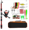 Fishing Pole Set Full Kits With Telescopic Fishing Rod And Spinning Reel Baits Hooks Travel Pole Set