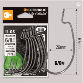 LUREHOLIC PTFE Super Slide Offset Hook (Color: 3)