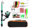 Fishing Pole Set Full Kits With Telescopic Fishing Rod And Spinning Reel Baits Hooks Travel Pole Set
