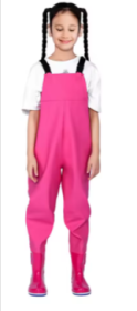 Kids Waders With Boots One-Piece (Color: Red 24)