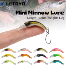 LETOYO Floating Injured Fishing Lure 40mm 1.2g Micro Lures Artificial Minnow Bait Wobblers For Trout Bass Perch (Color: A)