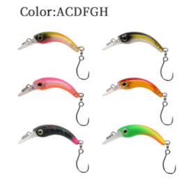 LETOYO Floating Injured Fishing Lure 40mm 1.2g Micro Lures Artificial Minnow Bait Wobblers For Trout Bass Perch (Color: ACDFGH)
