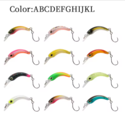 LETOYO Floating Injured Fishing Lure (Color: ABCDEFGHIJKL, size: 1.2g 40mm)
