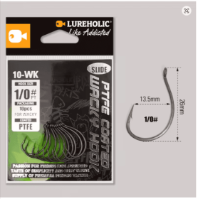 LUREHOLIC PTFE Super Slide Wacky Hook for Drop Shot Stainless Steel Offset Wacky Hooks Crank Worm Fishhook Fishing Accessories (Color: 1)