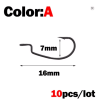 OUTKIT 10pcs mini Style Soft Worm Hooks High Carbon Steel Wide Super Lock Fishhooks Lure Softjerk Rockfishing Fishing Tackle