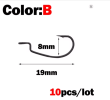 OUTKIT 10pcs mini Style Soft Worm Hooks High Carbon Steel Wide Super Lock Fishhooks Lure Softjerk Rockfishing Fishing Tackle