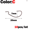 OUTKIT 10pcs mini Style Soft Worm Hooks High Carbon Steel Wide Super Lock Fishhooks Lure Softjerk Rockfishing Fishing Tackle
