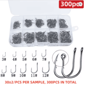 100/200/300 pieces/box High quality carbon steel carp fishing bait Sharp fish hook 10 sizes available (amount: 100 ct)