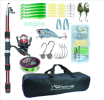 1.8m 2.1M Fishing Rod and Reel Line Lure Set Carbon Fiber Telescopic Fishing Rod 5.2:1BB Spinning Reel for Saltwater Freshwater